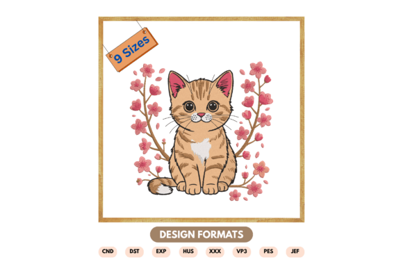 Cat with Cherry Blossom Embroidery File Review