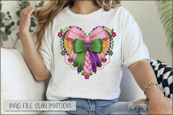 Mardi Gras Heart Bow Beads Embroidery