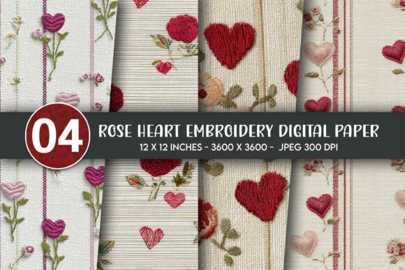 Rose Heart Embroidery Digital Paper Review