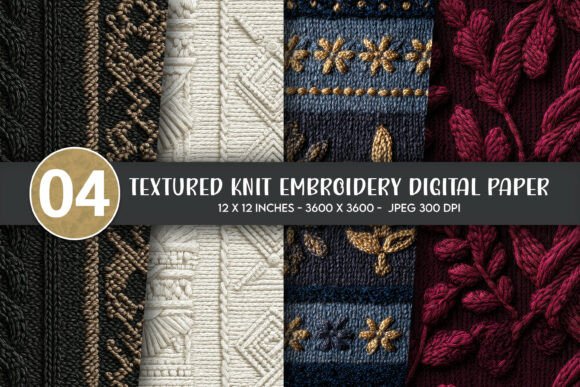Textured Knit Embroidery Digital Paper